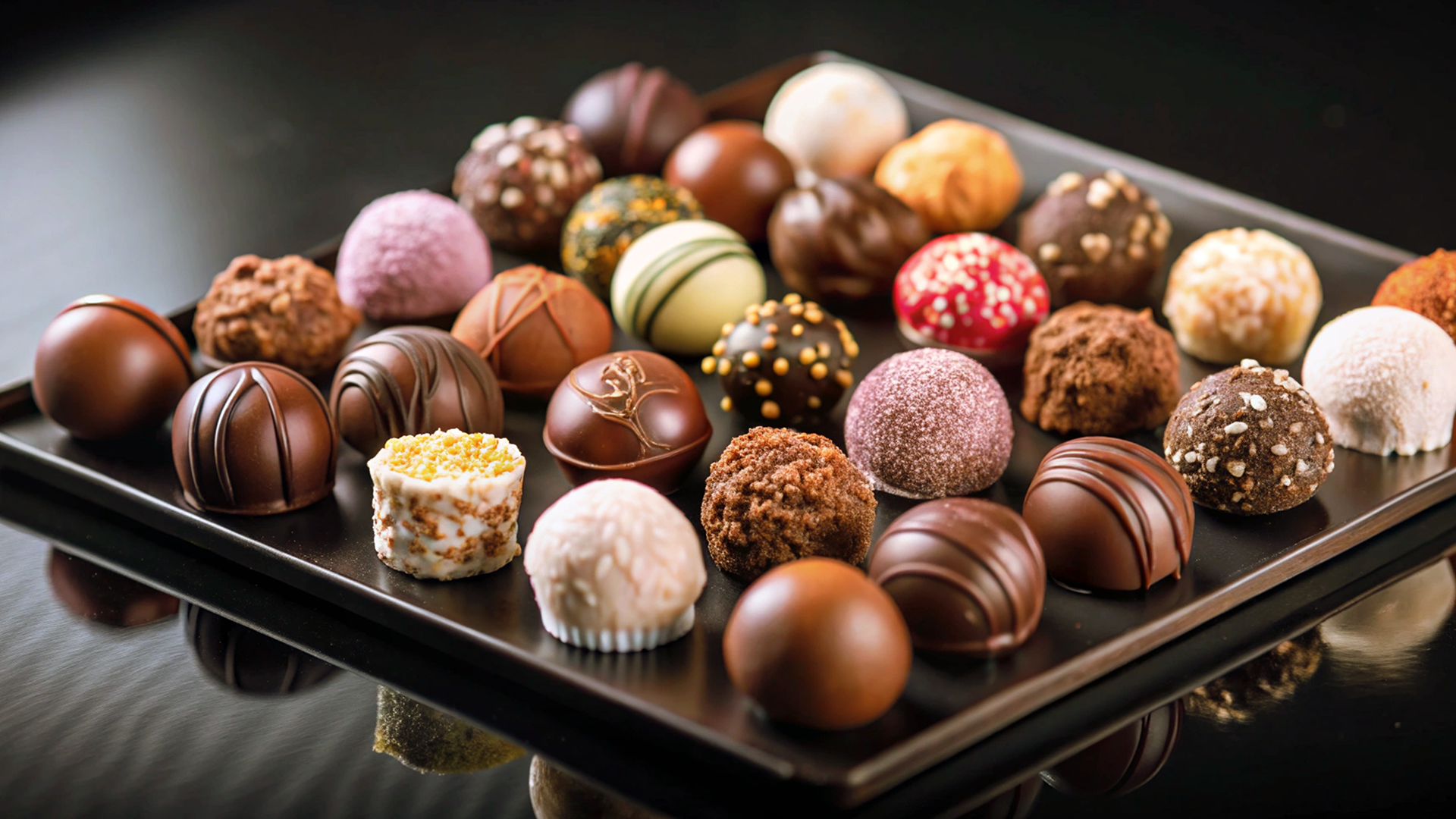 Seleção de bombons e trufas artesanais
